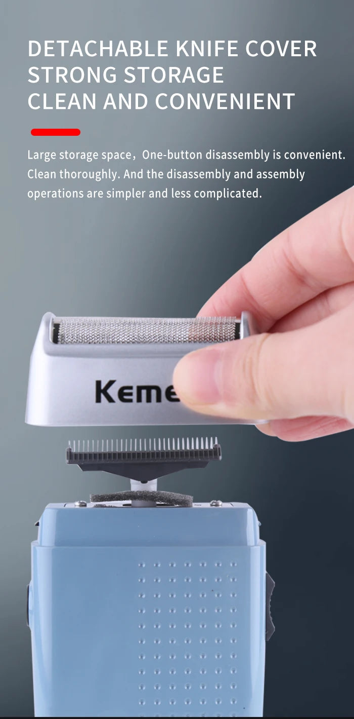 Kemei Mobile Electric Foil Shaver Mini Rechargeable Cordless Travel Razor Portable One Blade Wet and Dry Shaving Machine for Men