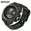 SANDA Men Sports Quartz Watches Dual Display LED Electronic Digital Wristwatches Waterproof Military Watch Relogios Masculino