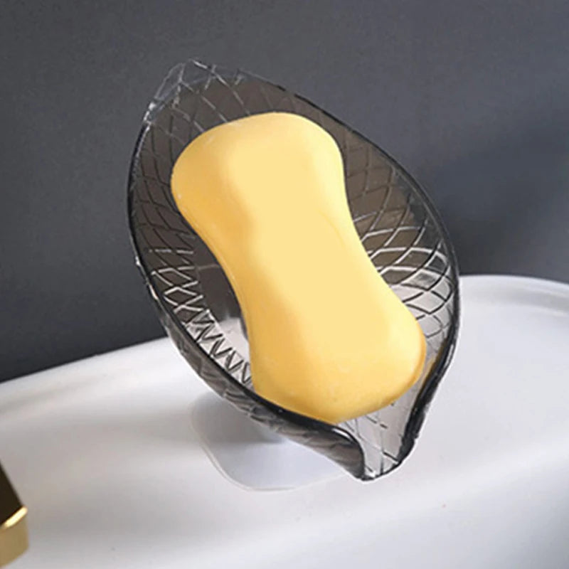 Bathroom Soap Holder Leaf Shape Dish Soap Kitchen Sponge Soap Box Storage Non-slip Drain Soap Case Container Bathroom accessorie