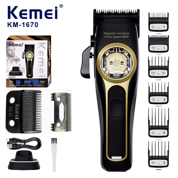 Kemei Hair Trimmer Professional Hair Clipper Maglev Motor Haircut Machine Charging Base Hair Clipper Trimmer for Men KM-2373