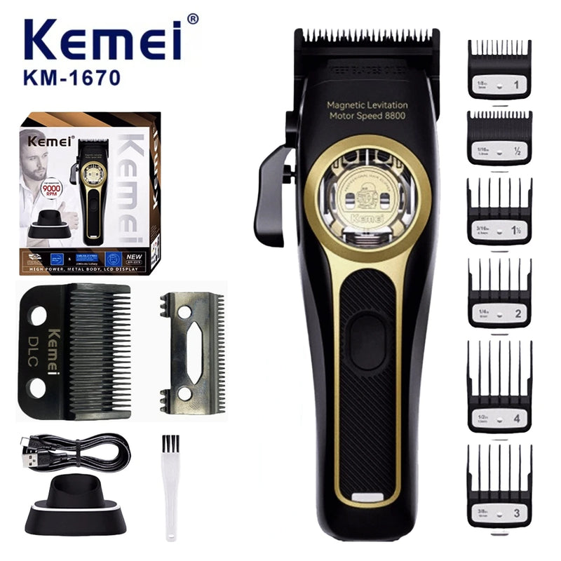 Kemei Hair Trimmer Professional Hair Clipper Maglev Motor Haircut Machine Charging Base Hair Clipper Trimmer for Men KM-2373