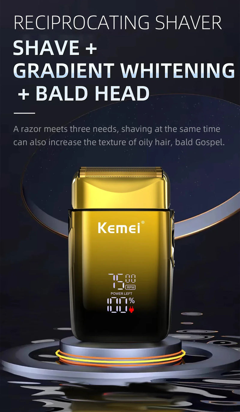 Kemei TX10 Electric Shaver Hair Rechargeable Facial & Beard Foil Razor For Men Bald Head Shaving For Men Machine Barber