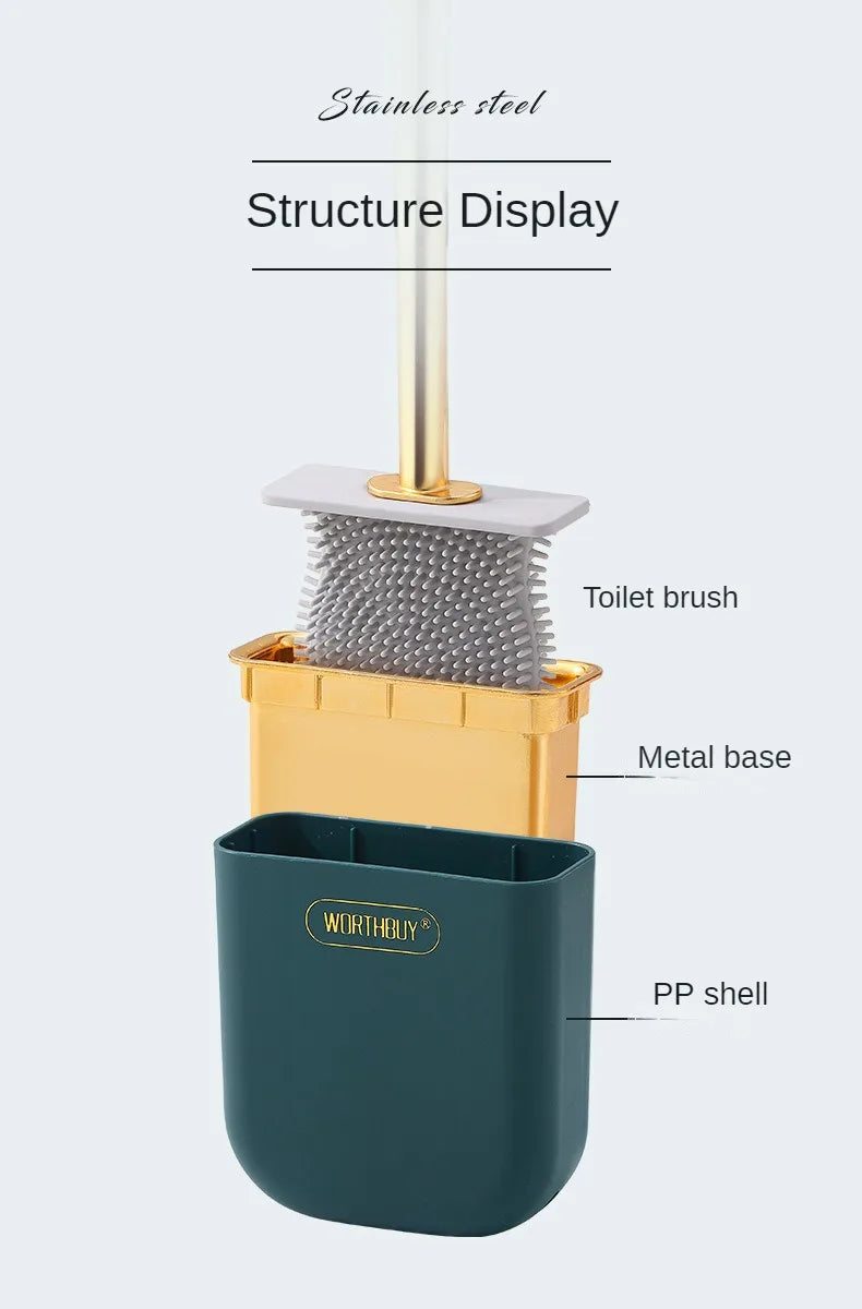 Escova de banheiro de silicone de luxo para parede com suporte