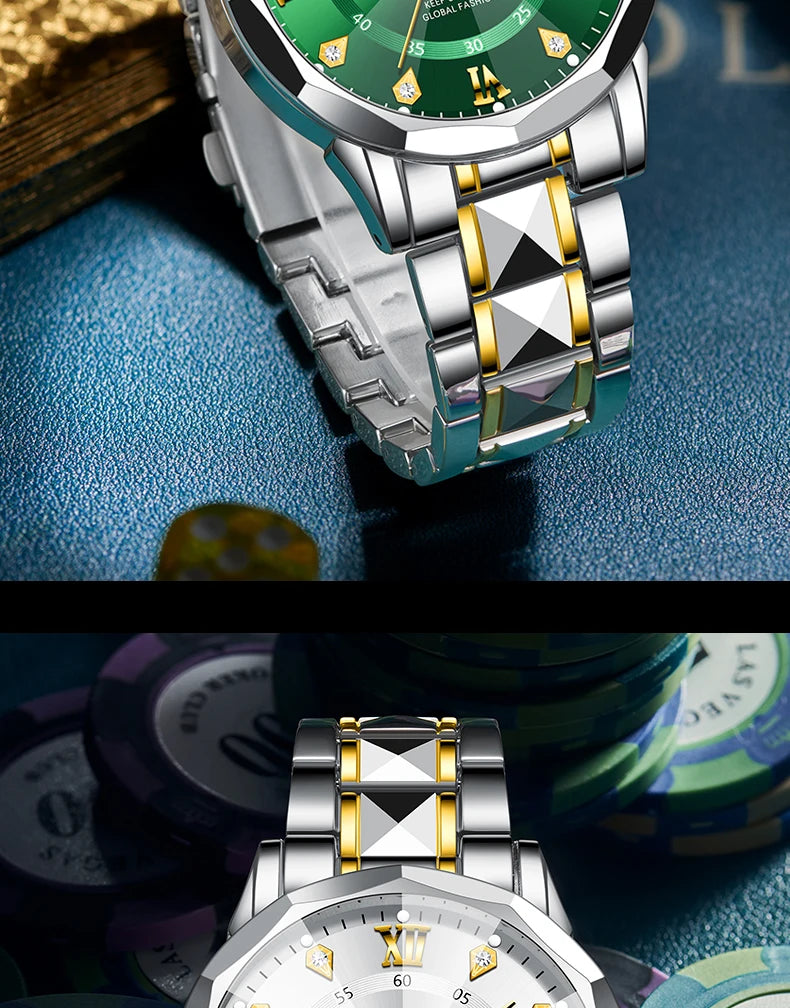 POSHI Men's Watch Date Week Fashion Watch Men Original Waterproof Non-mechanical Luminous Dual Calendar Quartz Wristwatch