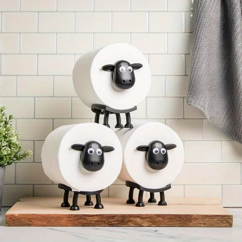 1pcs Sheep Toilet Roll Holder - Funny Toilet Paper Holder Free Standing Bathroom Set - 3D Printed Black Sheep Loo Roll Holder