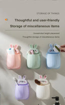1pc Cute Rabbit Storage Rack No Punching Marking Required Makeup Brush Storage Box Bathroom Wall Mounted Toothbrush Holder