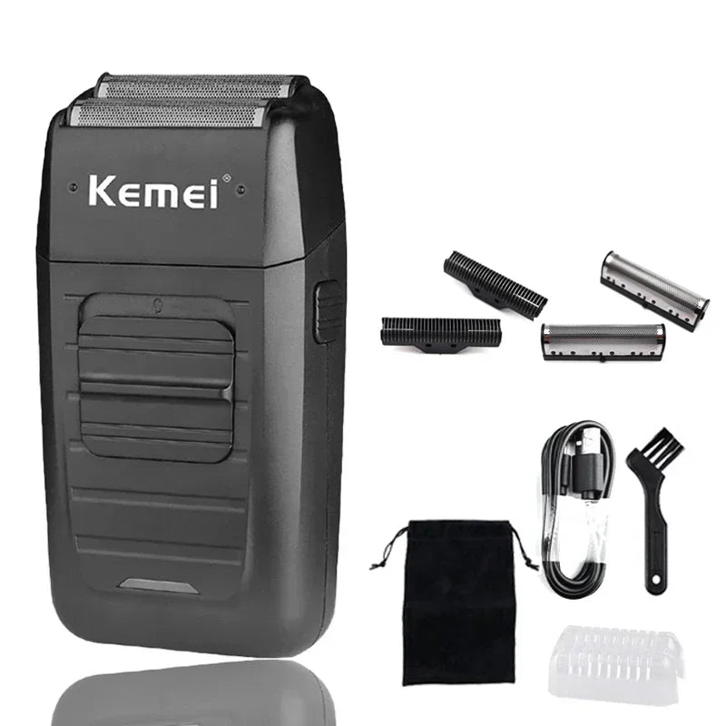Kemei Rechargeable Cordless Shaver for Men Twin Blade Reciprocating Beard Razor Face Care Multifunction Strong Trimmer KM-1102