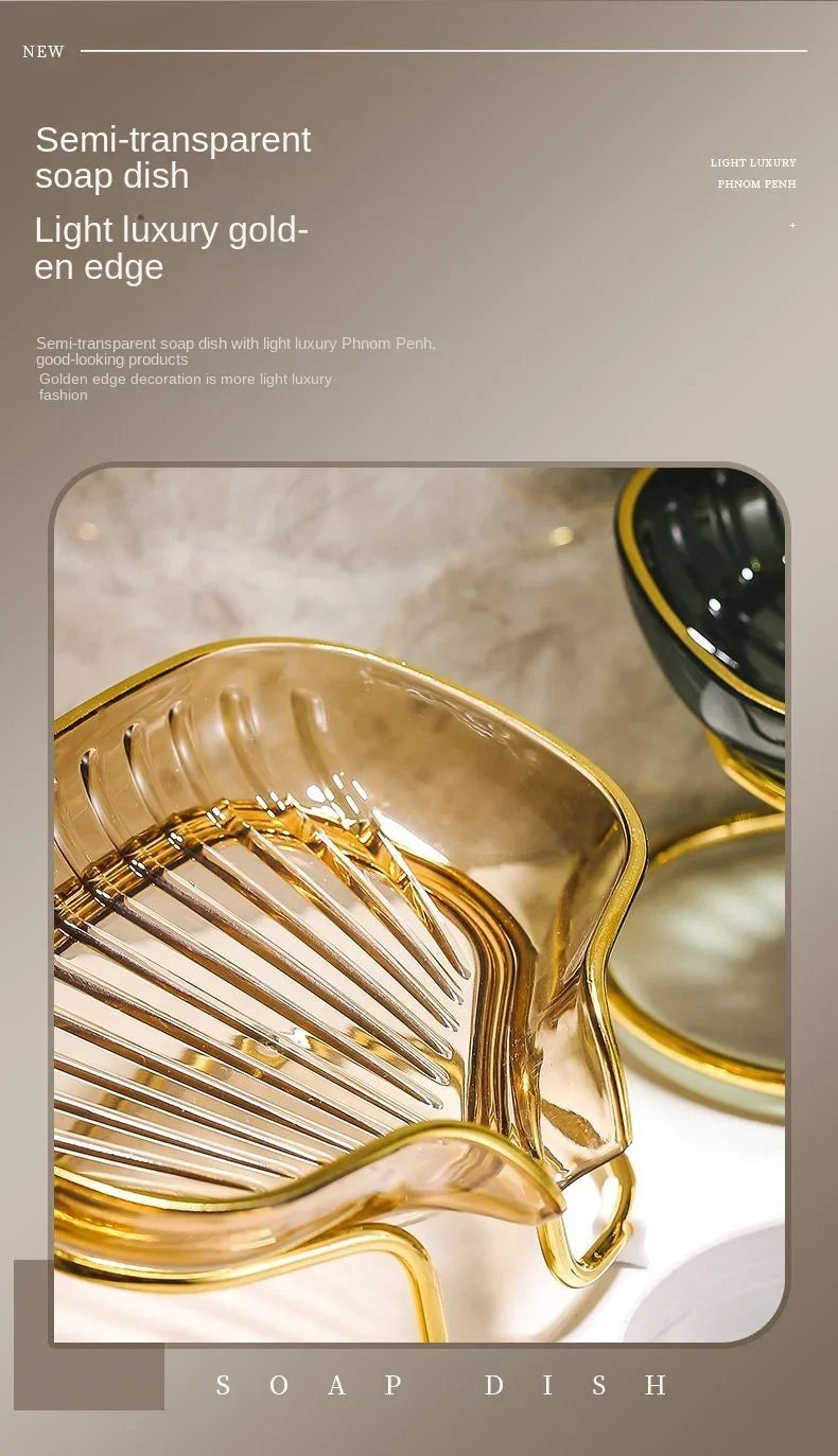 Bathroom Soap Dish Light Luxury Toilet Shower Soap Holder with Drain Water Soap Storage Case Tray Container Bathroom Gadgets