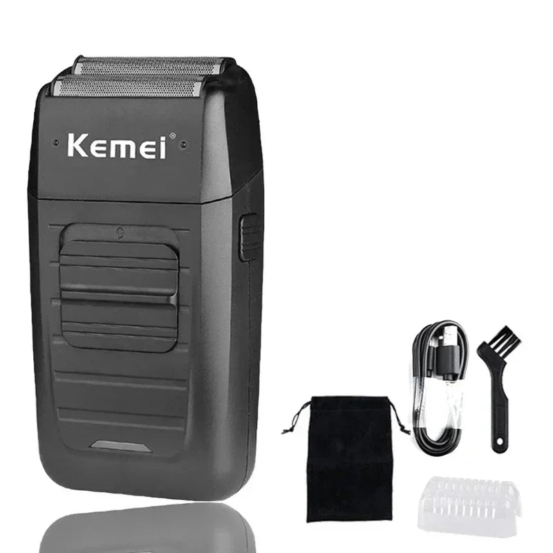 Kemei Rechargeable Cordless Shaver for Men Twin Blade Reciprocating Beard Razor Face Care Multifunction Strong Trimmer KM-1102