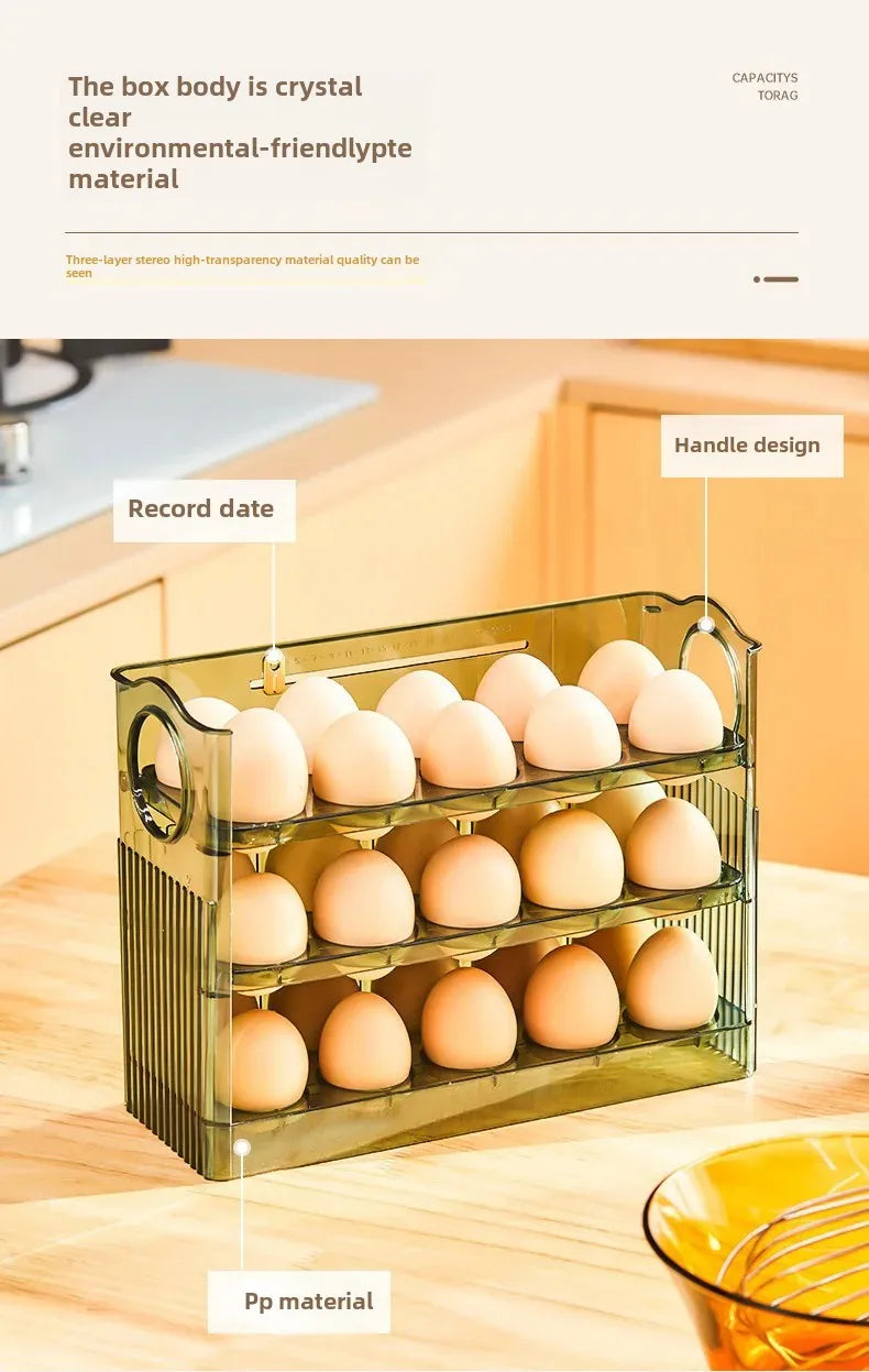 Egg Storage Box Automatic Turning Preservation Box For Fridge Side Door Kitchen Special Egg Holder Support Wholesale