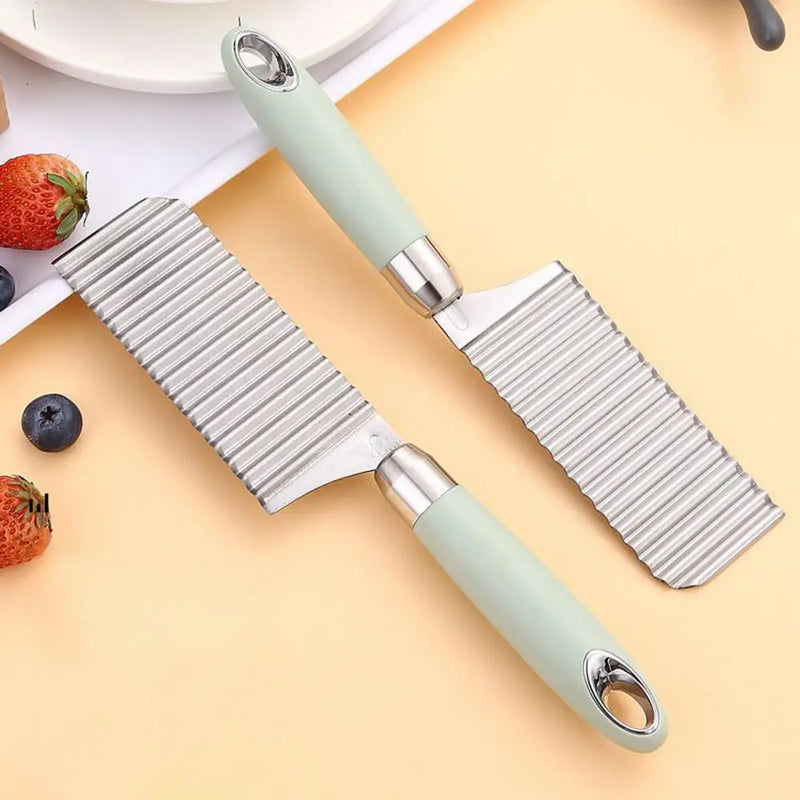 Crinkle Fry Cutter Potato Slicer French Fry Cutter Stainless Steel Long Handle Food Chopper Vegetable Chopping Tools Kitchen