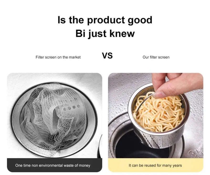 Stainless Steel Kitchen Sink Strainer Plug Close Hole Basin Sink Drain Filter Basket With Handle Drain Kitchen Accessories