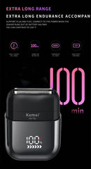 Kemei T82 Professional Waterproof Electric Shaver Rechargeable Shaving Machine for Men Digital Display Beard Trimmer Mini Razor