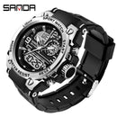 SANDA Men Sports Quartz Watches Dual Display LED Electronic Digital Wristwatches Waterproof Military Watch Relogios Masculino