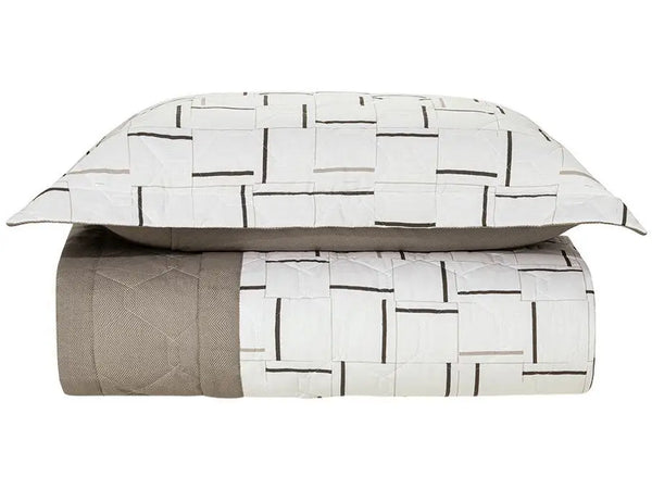 Single Bedspread 100% Cotton Karsten Heitor Beige and Brown 2 Pieces