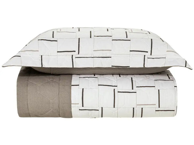 Single Bedspread 100% Cotton Karsten Heitor Beige and Brown 2 Pieces