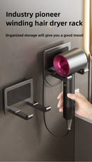 Suporte de secador de cabelo de parede compatível com organizador de metal com almofada antiderrapante, organizador de acessórios para prateleiras de banheiro de quarto