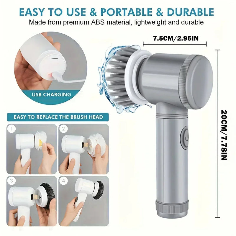 Xiaomi 5 in 1 Powerful Electric Cleaning Brush Spin Scrubber Brush Deep Cleaning with 5 Replaceable Heads For Bathroom Kitchen