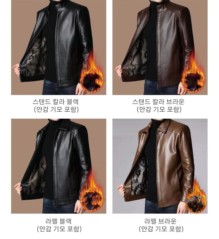 Winter new Haining leather leather jacket male middle-aged dad installed sheepskin casual big yards leather jacket coat padded