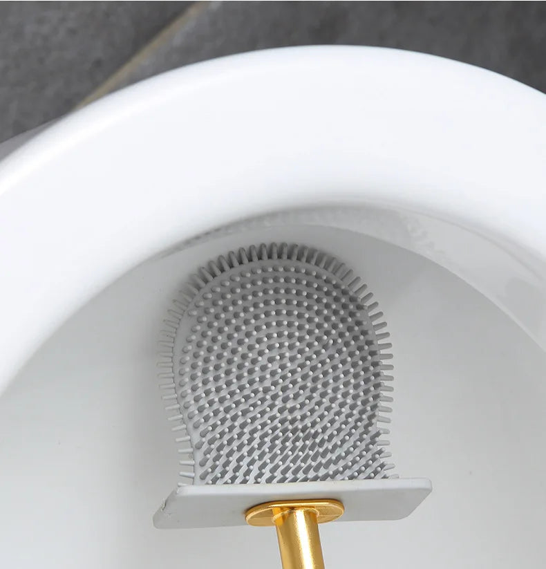Escova de banheiro de silicone de luxo para parede com suporte