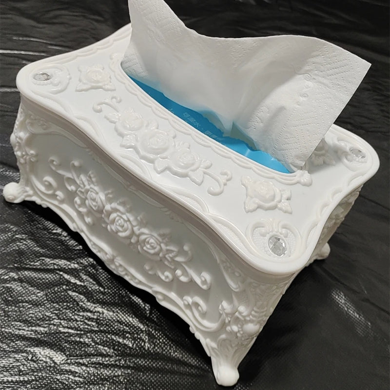 European Style Tissue box, High-end Hotel Restaurant Napkin Extraction Box, Living Room Desktop Paper Extraction Storage Box