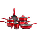 7 Pieces Set Cookware Set Milano Soft Touch Red Non-stick Aluminum Coating and Uniform Baking