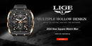 LIGE Man Watch Fashion Luxury Waterproof Silicone Strap Quartz Men's Watches Luminous Sports Auto Date Chronograph Simple Clocks