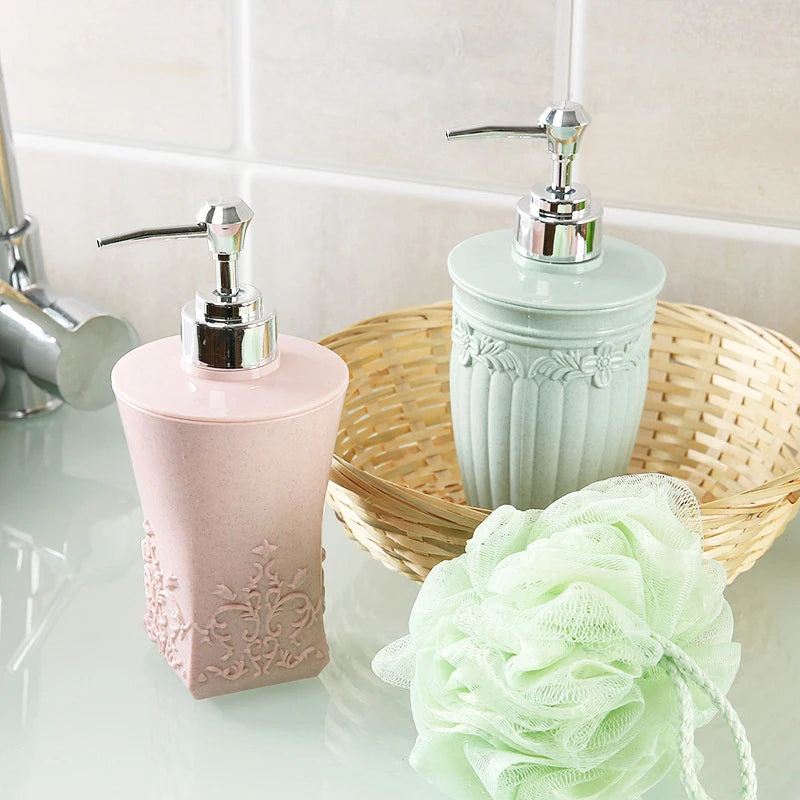 Fashion Stained Carved Glass Liquid Soap Dispenser Bathroom Sanitizer Bottle Hand Pump Emulsion Shampoo Bath Shower Gel Press