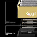 Kemei KM-T91 Reciprocating 3-Blade Electric Shaver with USB Charging, Metallic Finish, Men's Beard Trimmer