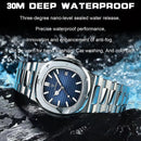 POEDAGAR Square Luxury Men Wristwatch Waterproof Luminous Date Stainless Steel Male Clock Business Sports Quartz Watches For Men