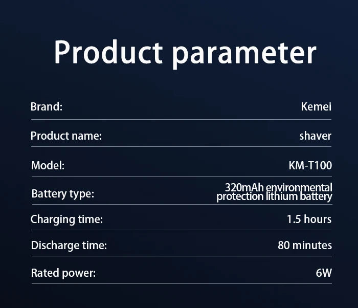 Kemei T100 Portable Travel Shaving Machine Men Beard Trimmer Mini Electric Shaver Rechargeable Foil Reciprocating Safety Razor