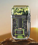 kemei km-TX7 Waterproof LCD Digital Display Razor USB Charging Camouflage Transparent Body Electric Shaver For Man