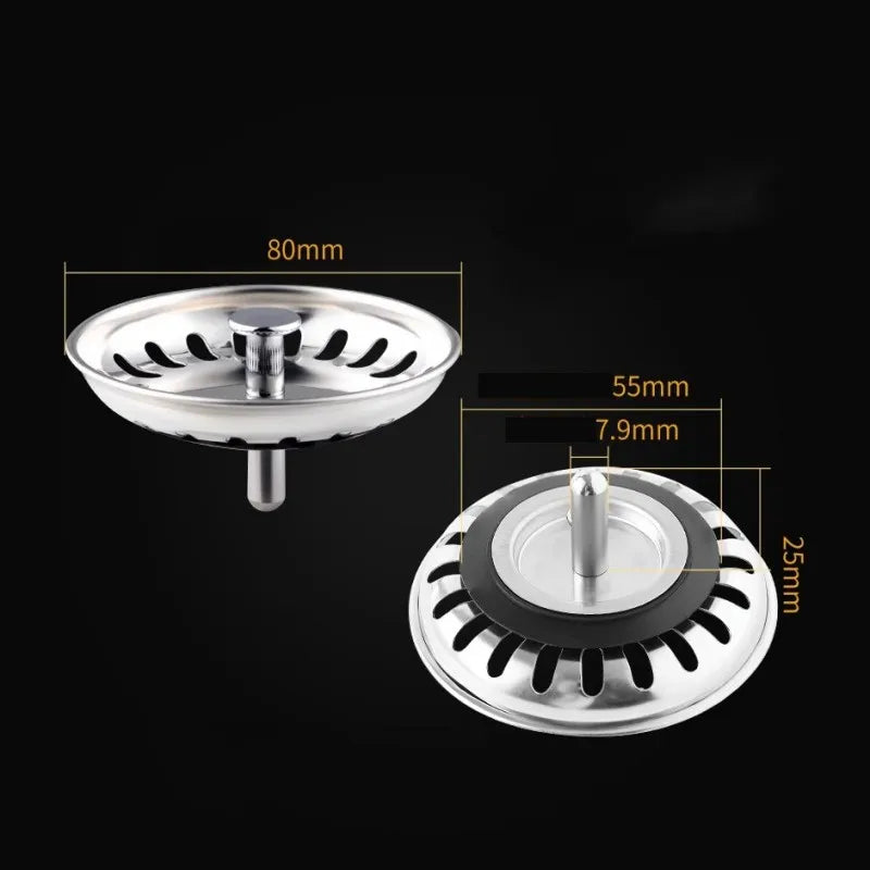 Kitchen Sink Sewer Strainer Basin Drain Stopper Stainless Steel Sink Waste Plug Filter Anti-clog Floor Drain Kitchen Accessories
