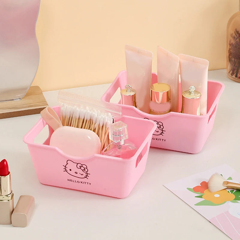 Cute Hello Kitty Multifunctional Desktop Storage Boxes Large Capacity Stationery Storage Boxes Sundries Cosmetic Organizer Gifts