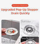 Kitchen Sink Drain Strainer Stainless Steel Pop Up Sink Stopper Anti-Clogging Sink Food Catcher Basket Odor Filter Sink Plug