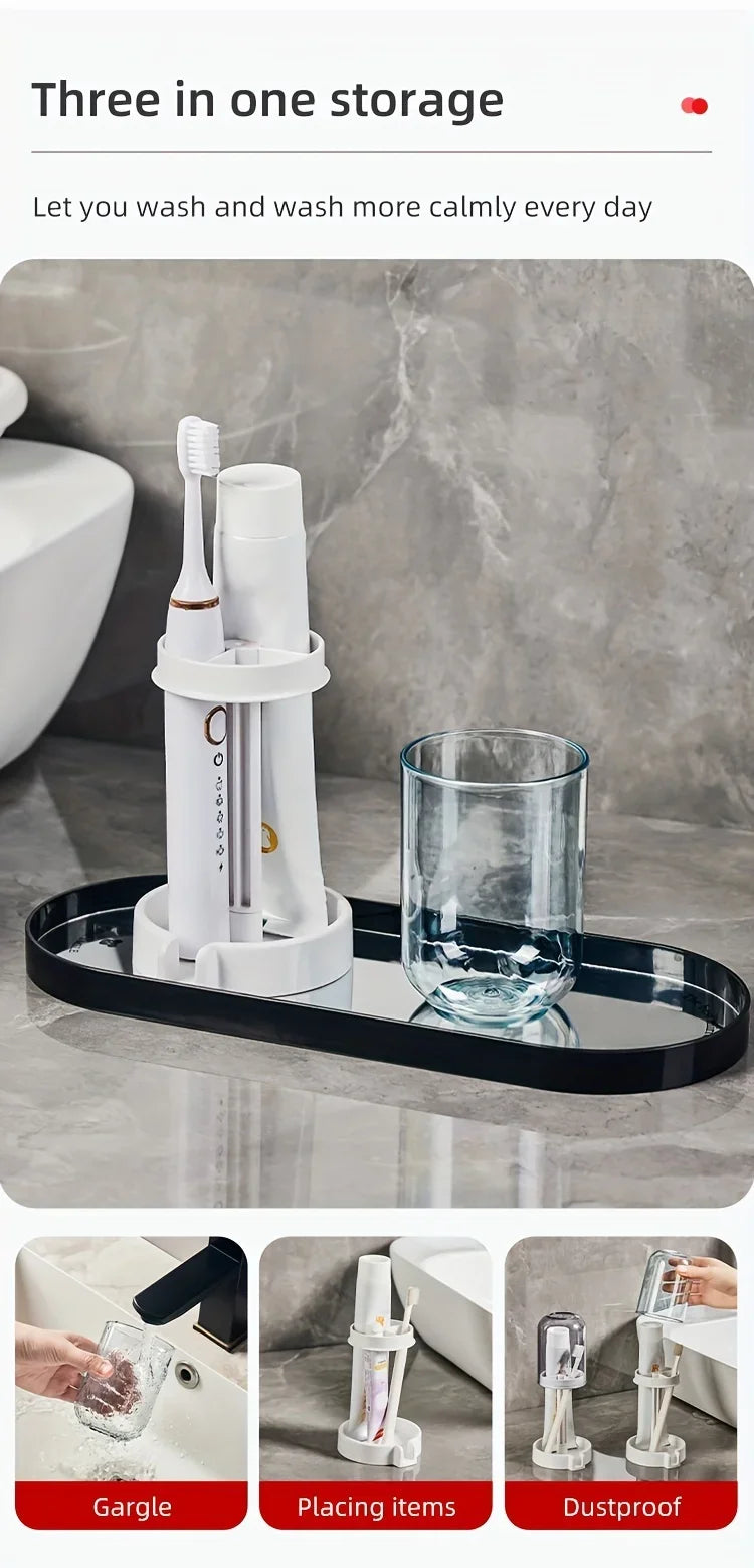 Suporte para escova de dentes com tampa de poeira,