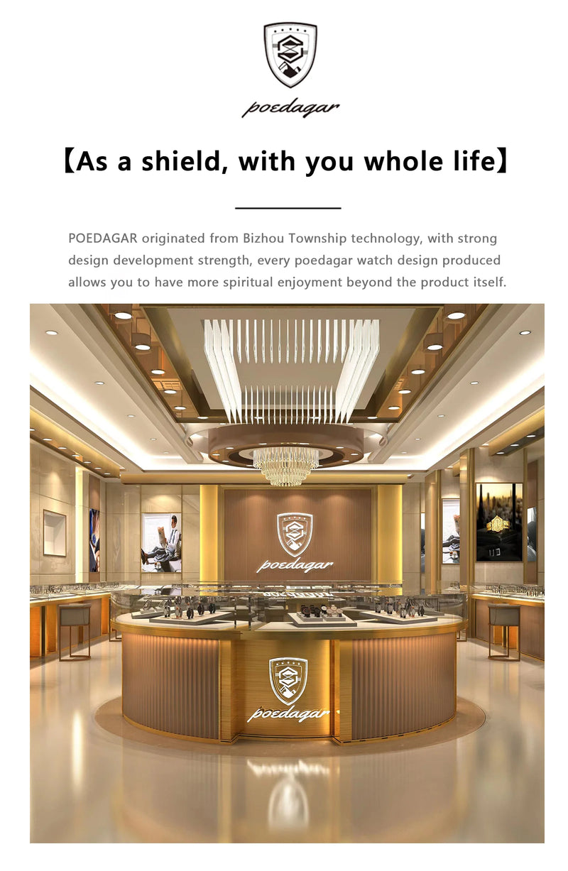 POEDAGAR Square Luxury Men Wristwatch Waterproof Luminous Date Stainless Steel Male Clock Business Sports Quartz Watches For Men