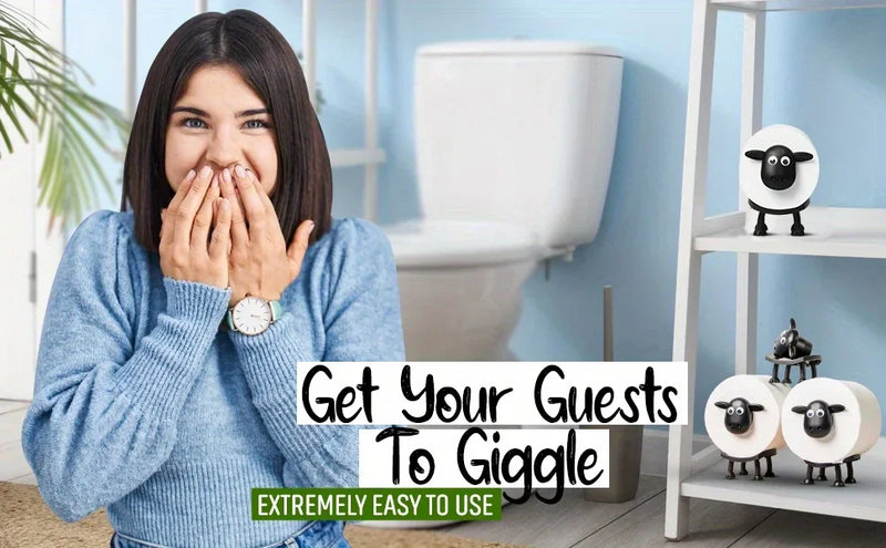 1pcs Sheep Toilet Roll Holder - Funny Toilet Paper Holder Free Standing Bathroom Set - 3D Printed Black Sheep Loo Roll Holder