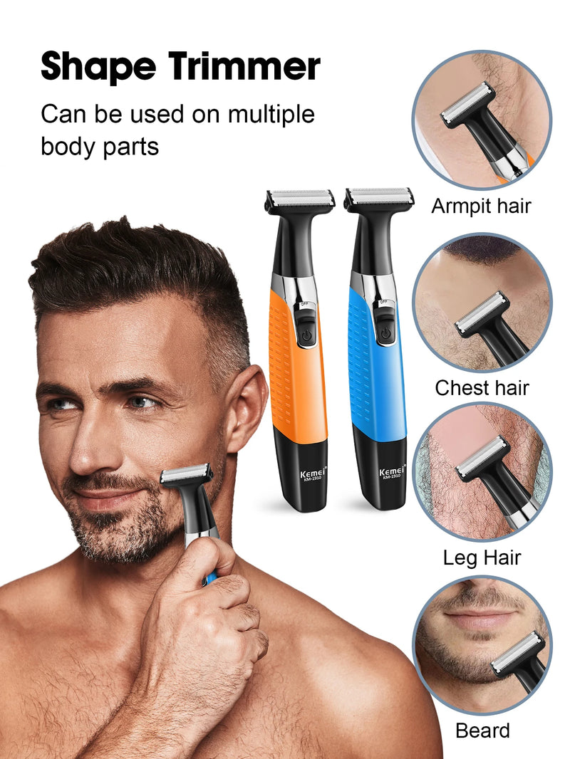 Kemei KM-1910 Waterproof Electric Shaver Eyebrow Trimmer USB Rechargeable Razor Men's Beard Trimmer Shaving Machine for Men