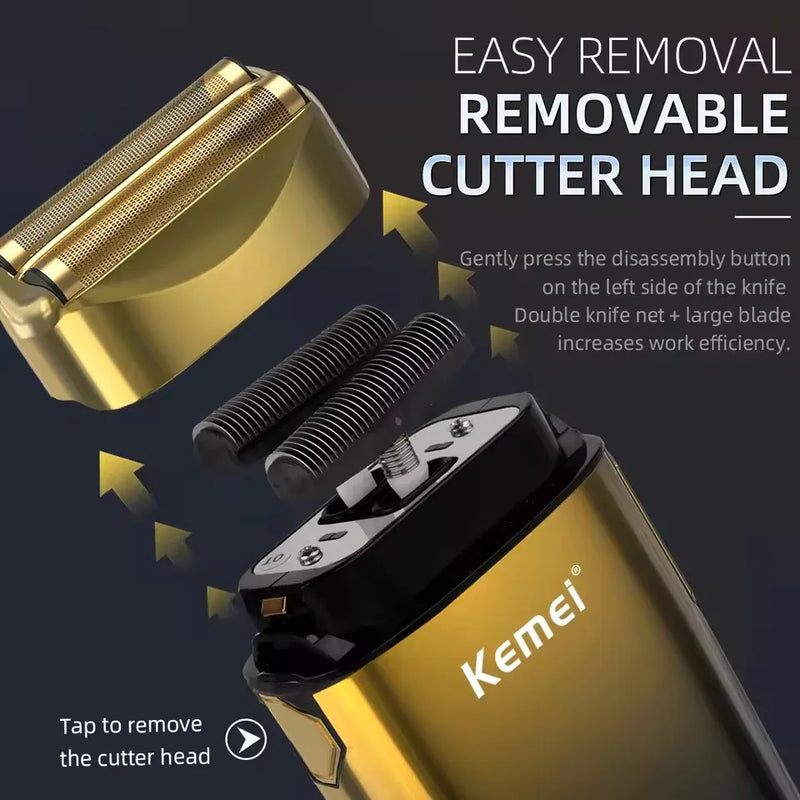 Kemei KM-TX10 Electric Shaver Rechargeable Hair Beard Razor Bald Head Shaving for Men Electric with LCD Display Haircut Machine