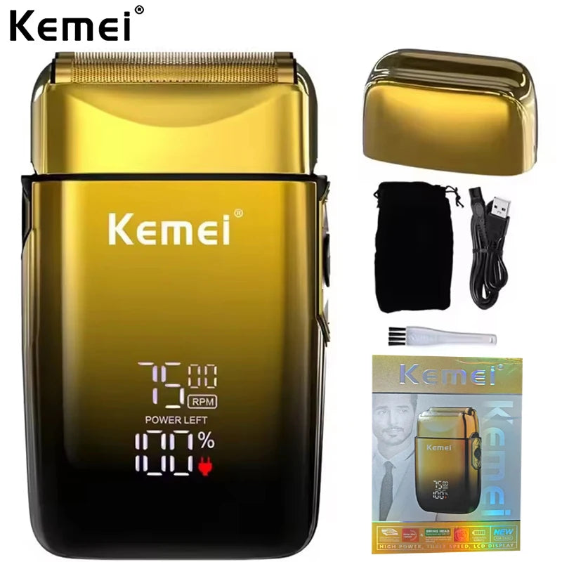 Kemei KM-TX10 Electric Shaver Rechargeable Hair Beard Razor Bald Head Shaving for Men Electric with LCD Display Haircut Machine