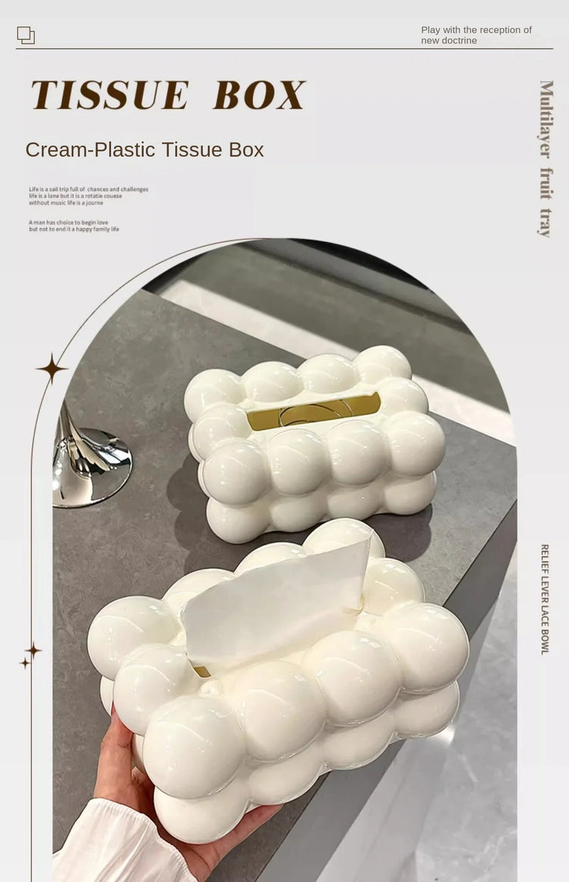 Cloud Design Tissue Boxes Storage Napkin Holder Paper Case Organizer Ornament Craft Desktop Tissue Holder Kitchen Tissue Box
