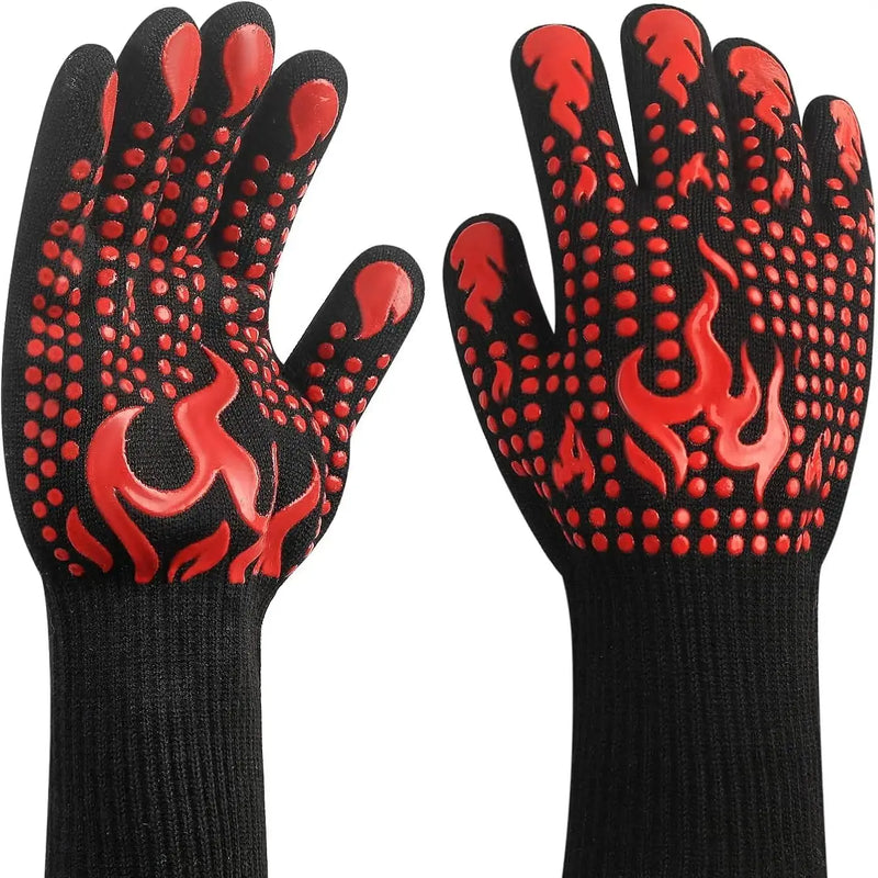 Universal Anti-Slip Heat-Resistant Barbecue Oven Gloves Fireproof Kitchen Cooking Gloves Suitable for High Temperatures up to 80