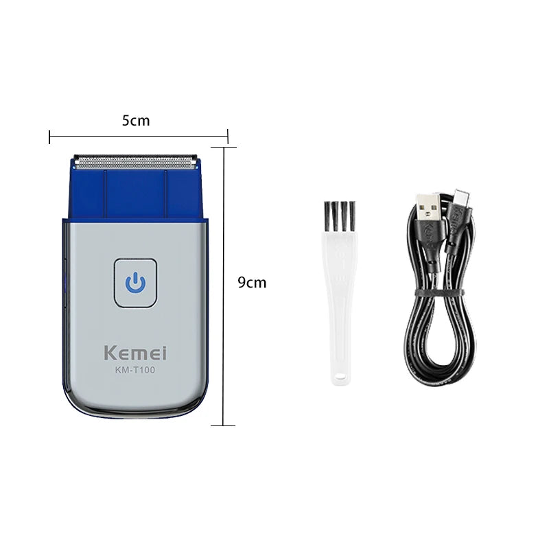 Kemei T100 Portable Travel Shaving Machine Men Beard Trimmer Mini Electric Shaver Rechargeable Foil Reciprocating Safety Razor