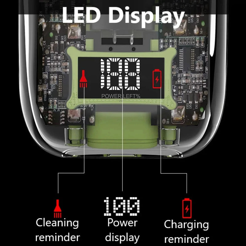 kemei km-TX7 Waterproof LCD Digital Display Razor USB Charging Camouflage Transparent Body Electric Shaver For Man