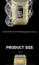 Kemei KM-T91 Reciprocating 3-Blade Electric Shaver with USB Charging, Metallic Finish, Men's Beard Trimmer