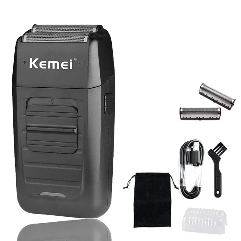 Kemei Rechargeable Cordless Shaver for Men Twin Blade Reciprocating Beard Razor Face Care Multifunction Strong Trimmer KM-1102