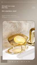 Bathroom Soap Dish Light Luxury Toilet Shower Soap Holder with Drain Water Soap Storage Case Tray Container Bathroom Gadgets