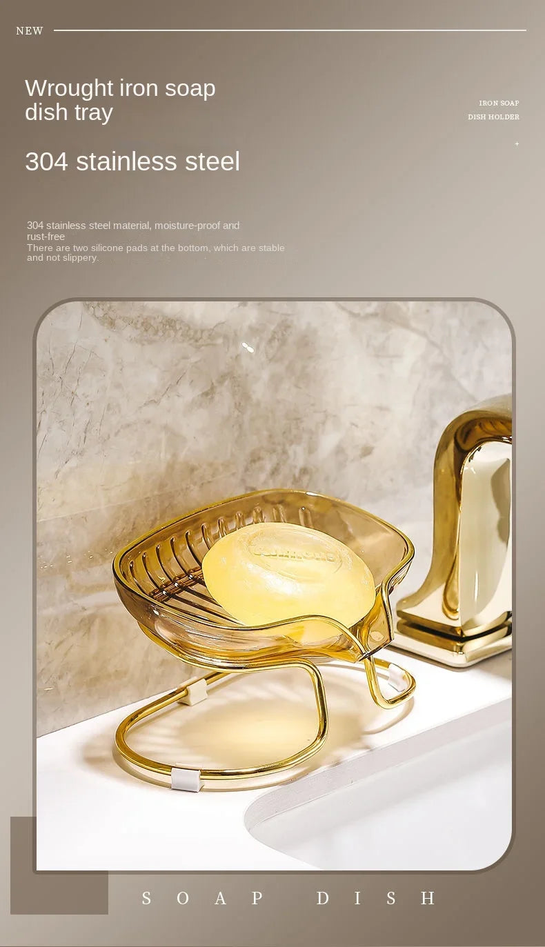 Bathroom Soap Dish Light Luxury Toilet Shower Soap Holder with Drain Water Soap Storage Case Tray Container Bathroom Gadgets