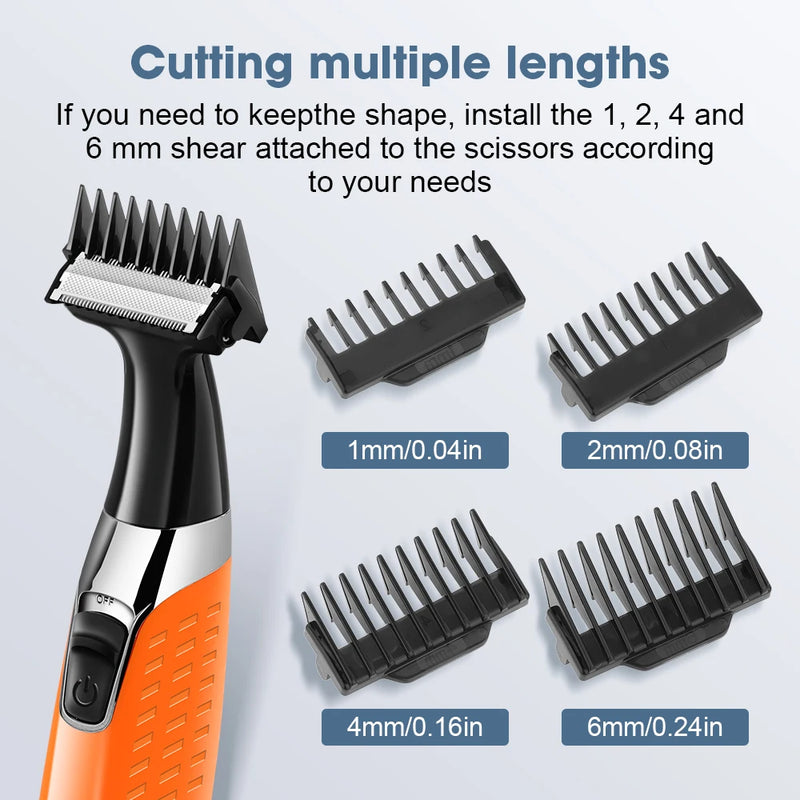 Kemei KM-1910 Waterproof Electric Shaver Eyebrow Trimmer USB Rechargeable Razor Men's Beard Trimmer Shaving Machine for Men